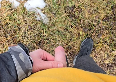 A Bit Risky Peeing - POV Outdoor Male Pee During a Nature Walk