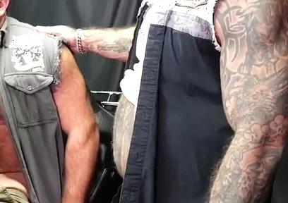 Threesome Harley Fucking with Manny Muscle and King Baiter