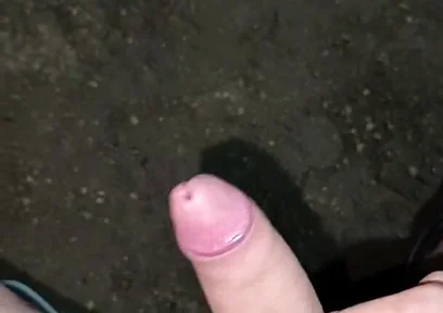 Outdoors at Night, Peeing and Hot Cumshot
