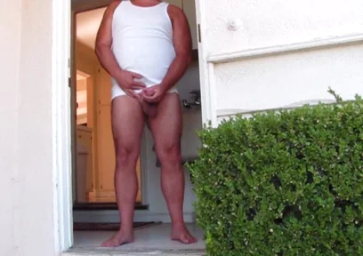 Side Door Jerkoff and Cum