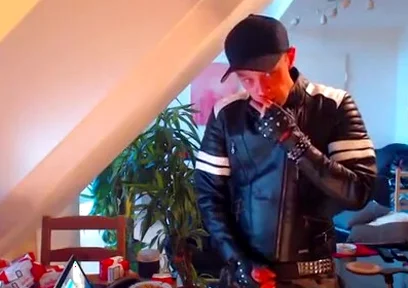 Leather boi smoke chaining cock wanking cum load