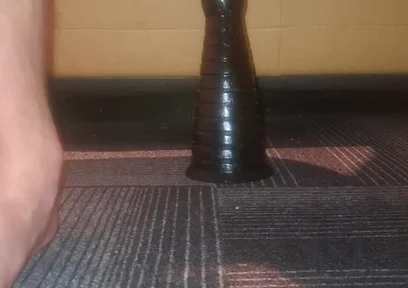 Hot gay twink NoFace Twink X riding huge toys