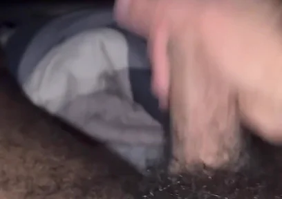 Hairy Black Man Jerking off Before Bed