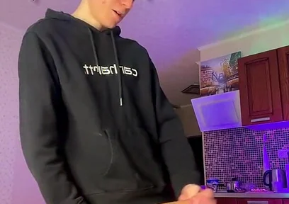 Skinny Boy Making a Huge Mess with His Thick Dick