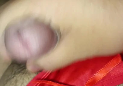 Cumming Im Wife's Red Silky Thong for the 5th Time!