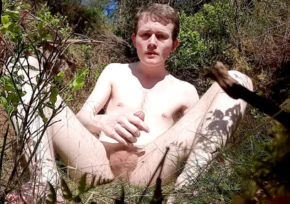 Naked in the Forest Jerking off
