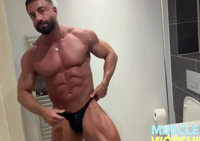 Pumped Muscle Hunk Ready To Burst Out Of His Tiny Posers
