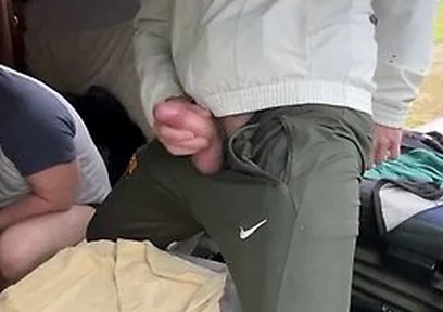 Public Truck Cruising We Flash Our Bulges And A 3-way Begins Inside