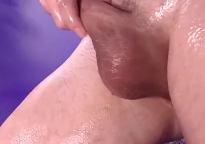 Femboy Plays with His Big Oily Cock and Squirts Cum