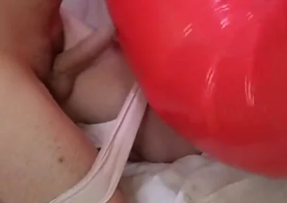 Playing with Red Swimring Pool Toy