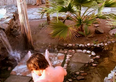 Cooling Down with His Uncut Cock