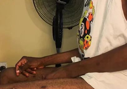 Skinny African Boy First Cum on Cam