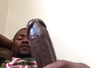 Slowly Wanking My Big Black Cock Cumming Loads