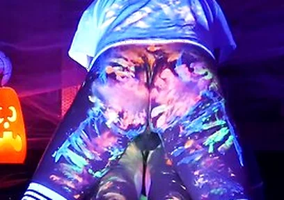 Femboys Messy Halloween Flip Fuck With Glow Paint