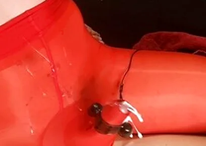 Sissy Boy Cumshot Through Nylon Bodysuit While Riding Fat Cock Anal Orgasm Lingerie