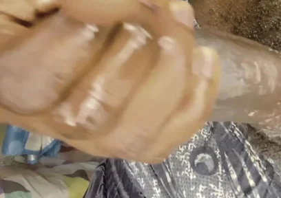 Stroking My Big Black Oilied Cock