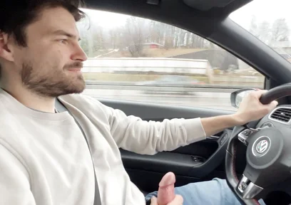 Almost Crashed the Car When I Jerked Him off and Him After His Orgasm
