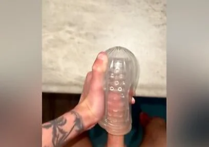Jerking Off With Clear Fleshlight