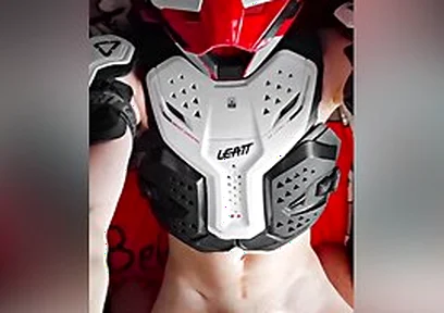 Guy In Motocross Gear And Mxhelmet Jerks Off And