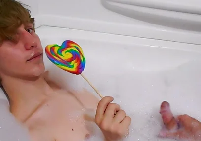 Age play handjob in the bathtub