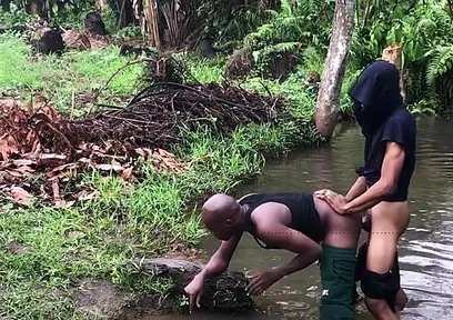 Nigerians Boys Where Caught Having Sex Inside a Swamp River with Bushes Rounding Them