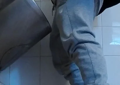 Amateur Boys in Sneakers Wank and Try Handjob in Public Toilets' Urinal