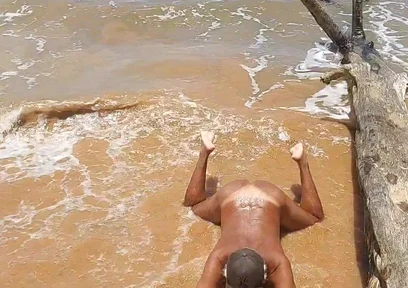 Naked Ladysilva on the Beach Showing off Her Tanned Hot Ass with Sexy Mark