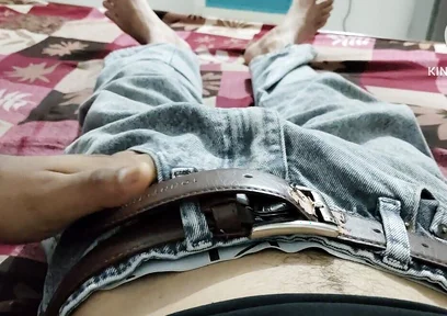 Wow first time My stepbrother hold my big monster cock in hand