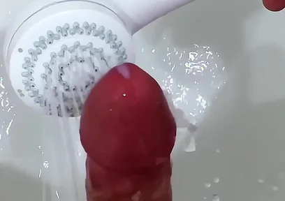 Shower Head Frenulum Orgasm and Cum