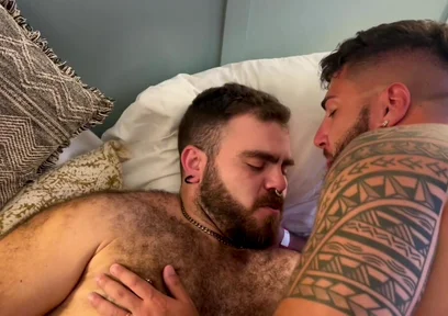 Hairy Bear Deepthroats, Eats Ass Raw and Breeds Beefy Tattooed Bottom