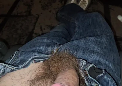 Wanking My Big Dick in Jeans, Topless, Spitting, Cumshot