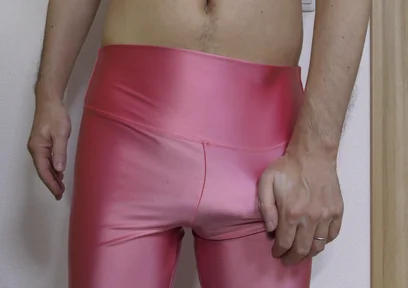 Masturbation with Satin Pink Leggings