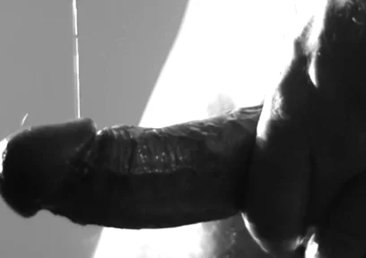 Stroking Hard Cock in Black and White with Lots of Cum