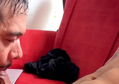 Relaxing in the Living Room While I Get a Blowjob