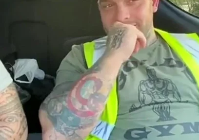 Builders Have a Jerk in the Car at Work