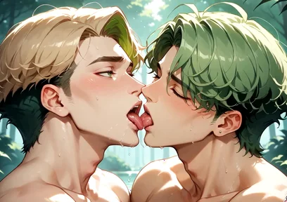 Green-haired Forest Muscles: Gay Cum Shot