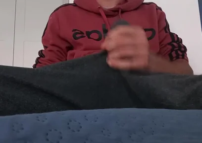 The Dude Can't Stop Jerking off That Big Dick and Holds the Cumshot in the Next Video