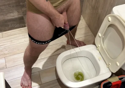 He Kisses My Big Hard Cock While I Pee