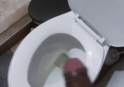 Stroking My BBC Peeing in the Toilet POV