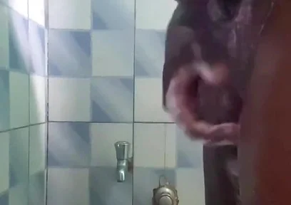 20y BBC Nasty Jerking off in His Shower Cleaning up His Cock