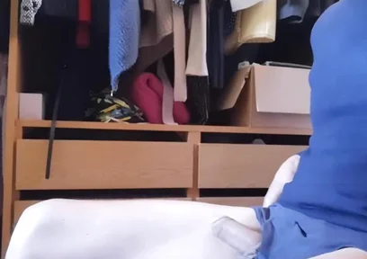 Jerking off Sitting on a Chair in a Dressing Room