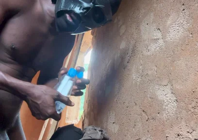 Warrior Leave the Battlefield & Get to Uncompleted Building & Made Special Masturbator & Cumshot