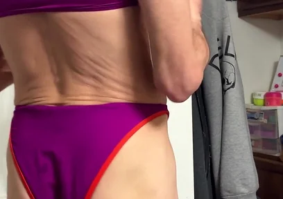 Crossdresser Cdmichelle Wearing Pink Bikini Got From Thrif Store