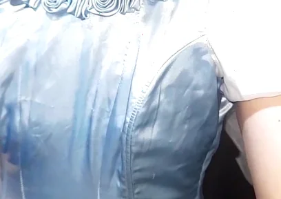 Crossdresser Cum Wearing Elegant Satin Ball Gown