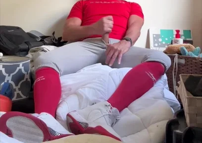 Alpha Baseball Playerjockdad87 Is at It Again Shooting His Jock Cum in Baseball Gear