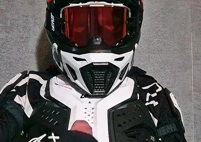 Horny Motocross Player Cumming on Boyfriend Helmet