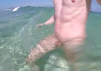 Nude Beach, Waves Playing with My Soft Dick