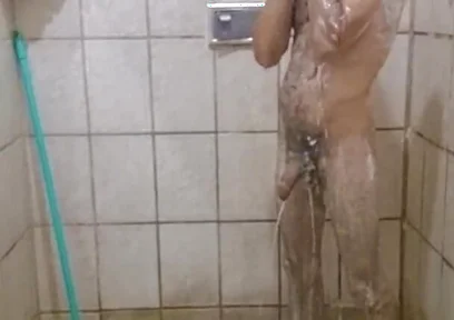 Me Taking a Shower with a Hard-on and Jerking off Until I Cum