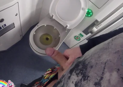 I Peed in the Toilet on the Moving Train and Then Jerked off My Thick Cock in Sexy Underwear. I Was About to Come