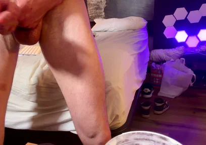 Infamous Two Handed Jerk with My Purple Headed Mushroom, Grunting Sweating